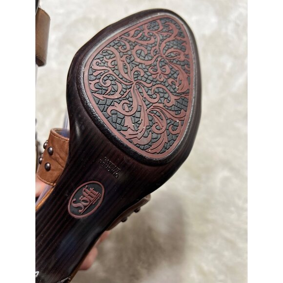 Sofft Brown Studded Open-Toe Heeled Sandals With Zipper Back & Clear Strap women - Picture 13 of 13